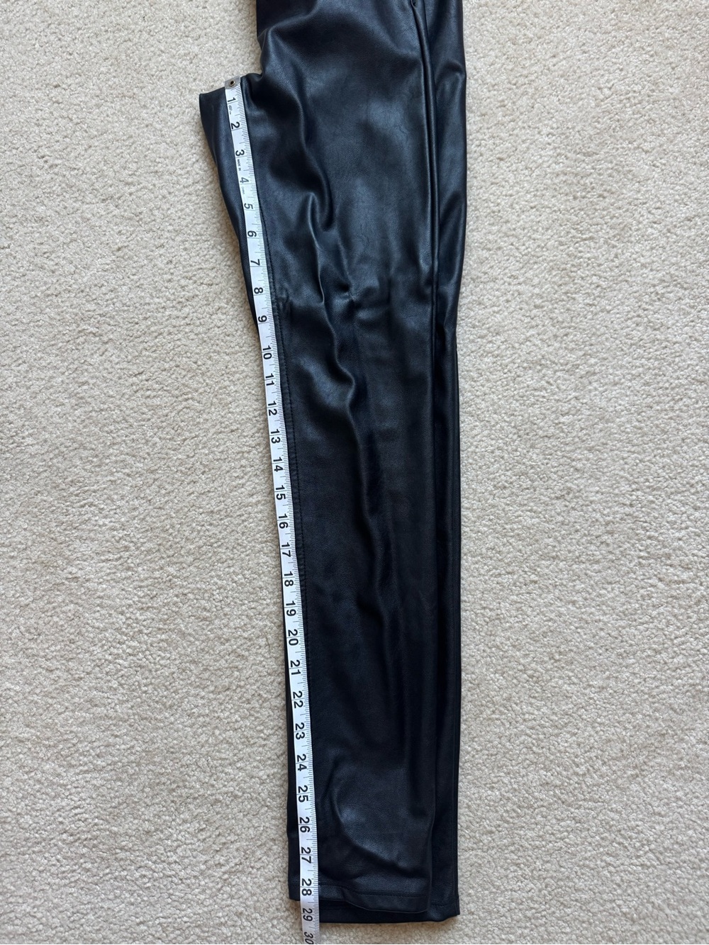 H&M Black Faux Leather High Rise Front Zip Leggings Skinny Pants - Picture 6 of 8